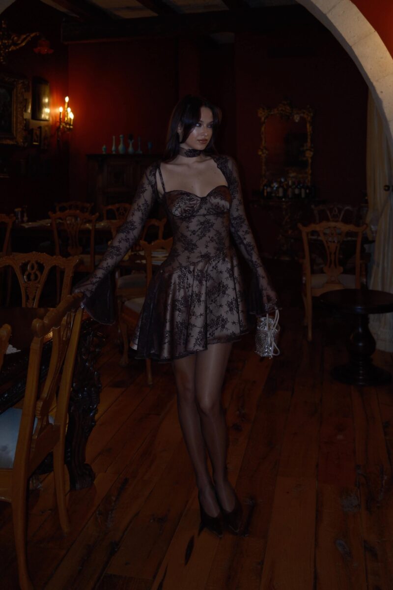 Aksheya Brown Cat Energy Dress & Bolero 6